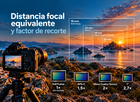 Home Comparación visual del factor de recorte entre sensores Full Frame, APS-C, Micro Cuatro Tercios y una pulgada