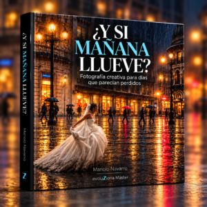 Mockup del ebook ¿Y si mañana llueve? — fotografía creativa bajo la lluvia