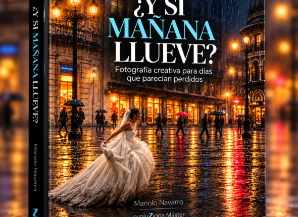 Mockup del ebook ¿Y si mañana llueve? — fotografía creativa bajo la lluvia